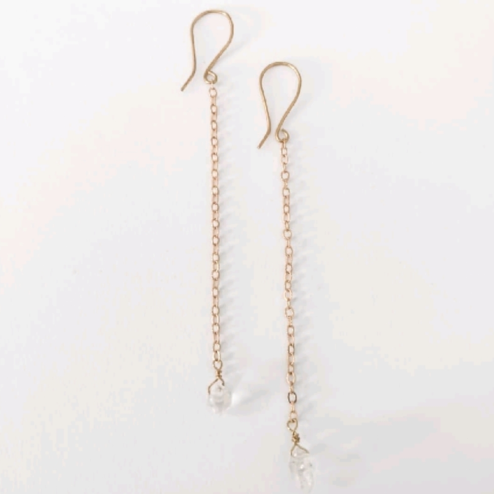Herkimer Diamond Dangle Earrings - Handcrafted Crystal Gemstone Jewelry